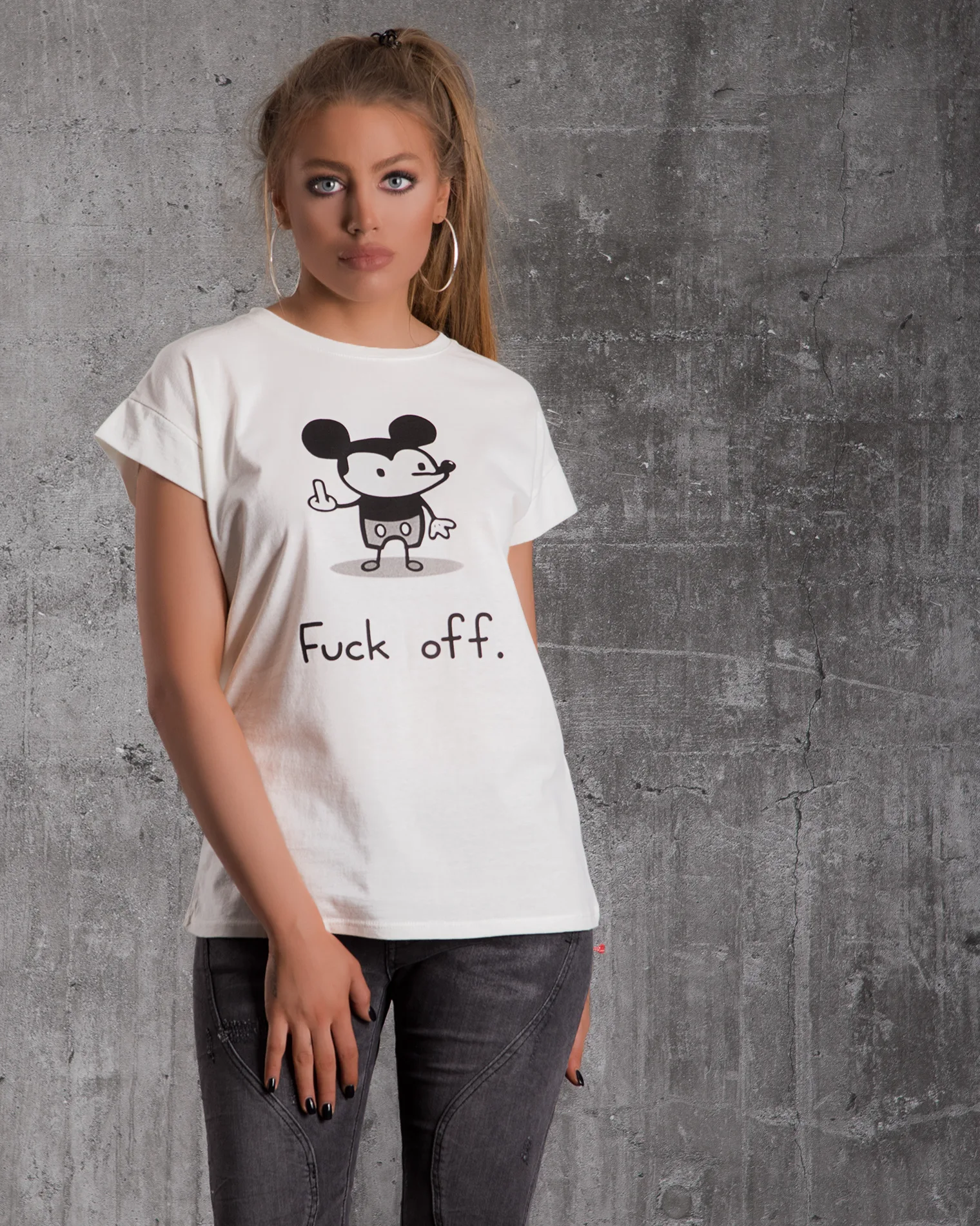 Μπλουζάκι Bad Mickey, Εκρού Χρώμα