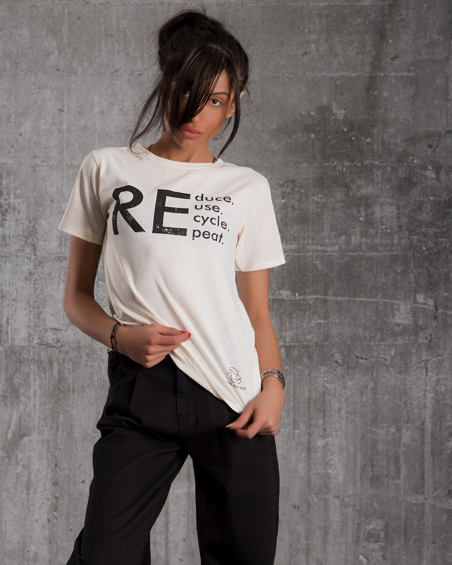 Μπλουζάκι Recycle, Εκρού Χρώμα