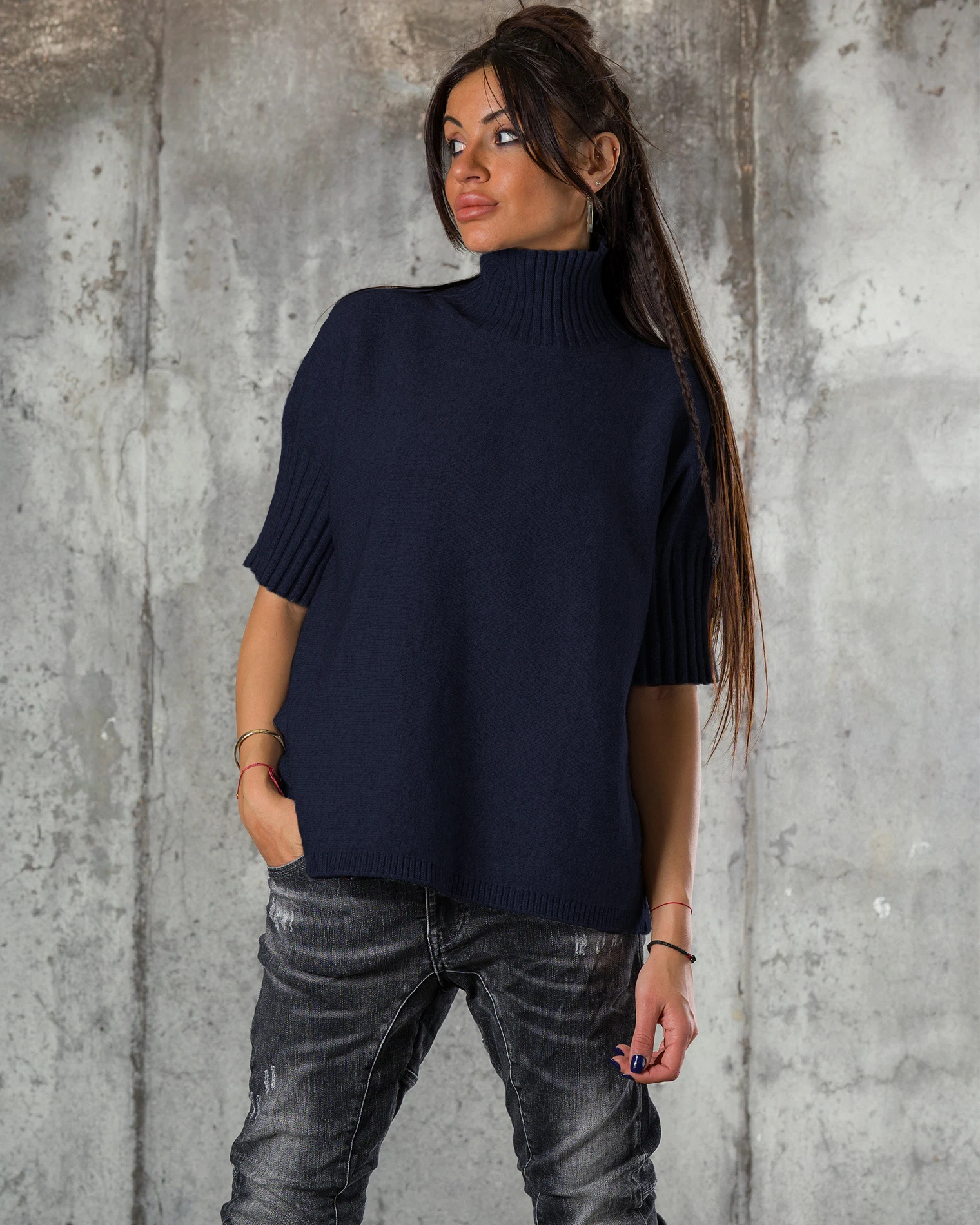 Пуловер Warm Inside, Тъмносин Цвят