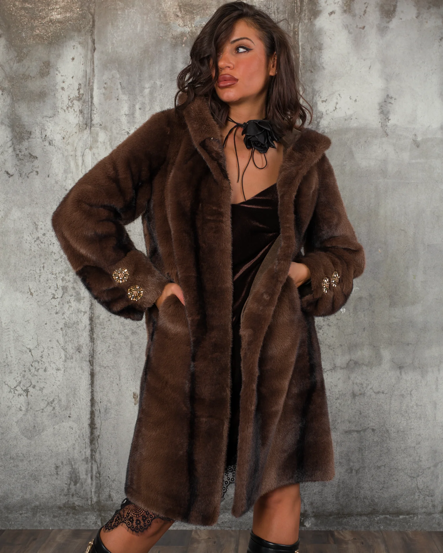 Палто Daya, Кафяв Цвят