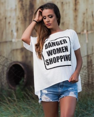 Ασύμμετρος χιτώνας Danger, άσπρο  Χρώμα