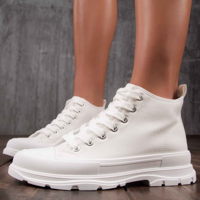 Υφασμάτινα sneakers με γραβάτες Panama, άσπρο  Χρώμα