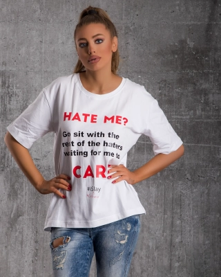 Μπλουζάκι Hate Me, άσπρο  Χρώμα