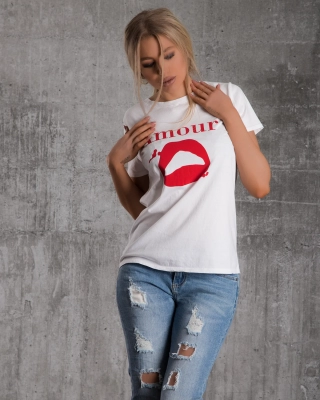 Κοντομάνικη μπλούζα Grand Amour, άσπρο  Χρώμα