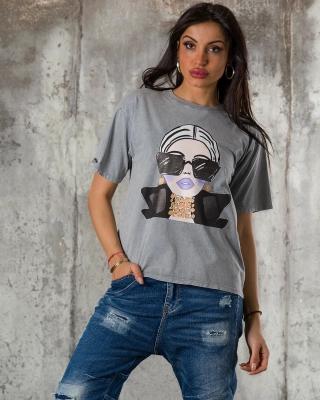 Тениска Boss Lady, Сив Цвят