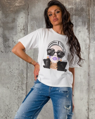 Тениска Boss Lady, Бял Цвят