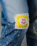 Дънки Smiley Flower, Син Цвят
